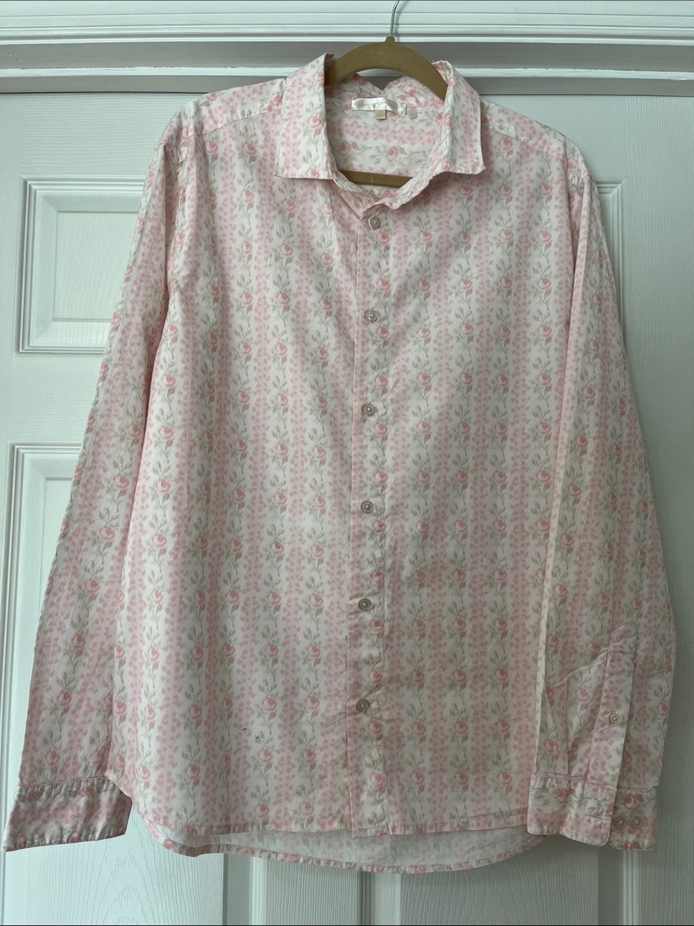LoveShackFancy Light Pink Floral Button-Down Shirt